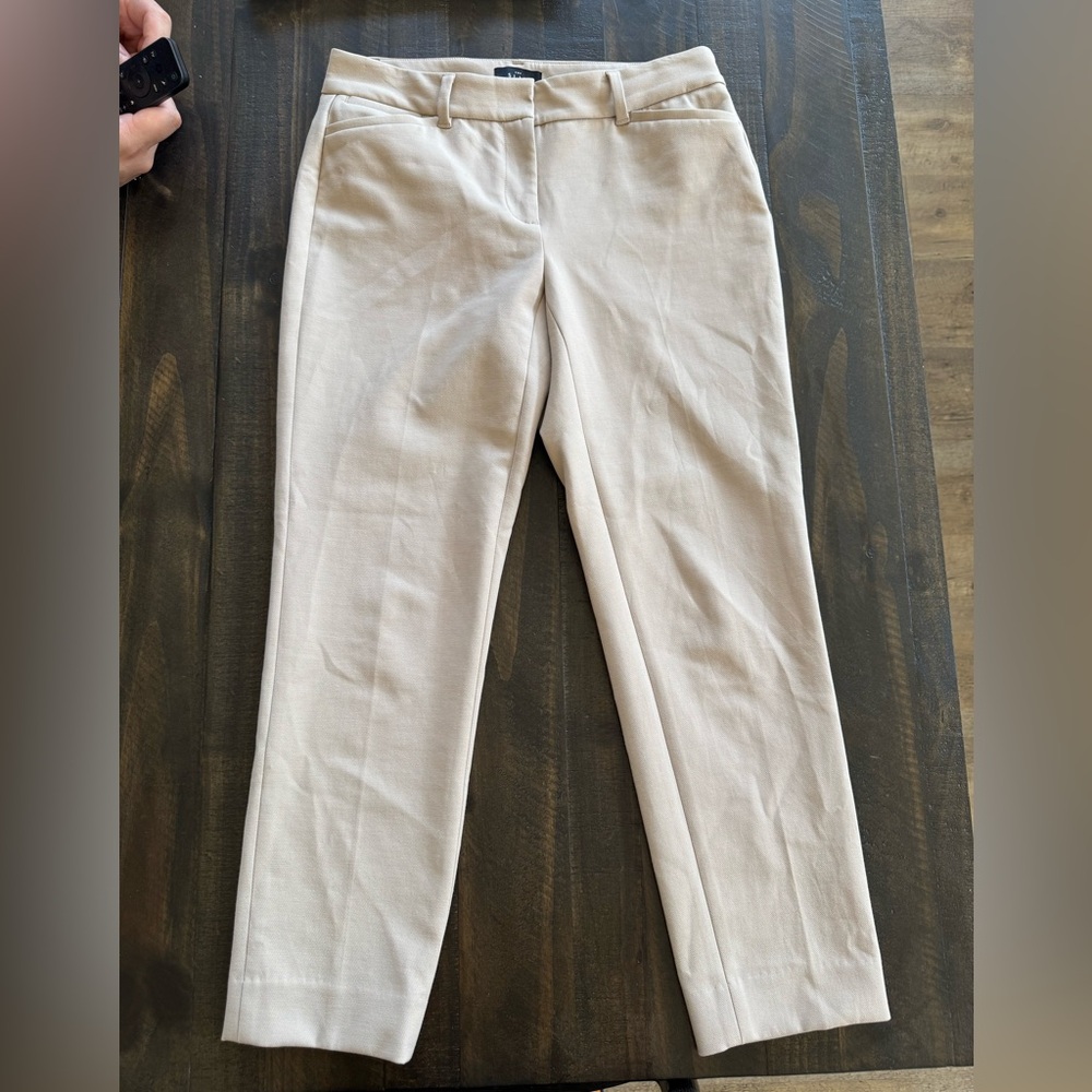 White House Black Market Cropped Dress Pants in Light Beige
